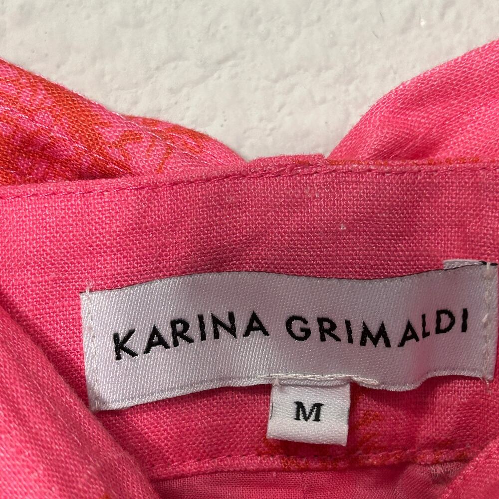 Karina Grimaldi Linen Dress Shorts Coral Reef Belted Barbicore Medium Beachy - Picture 4 of 6